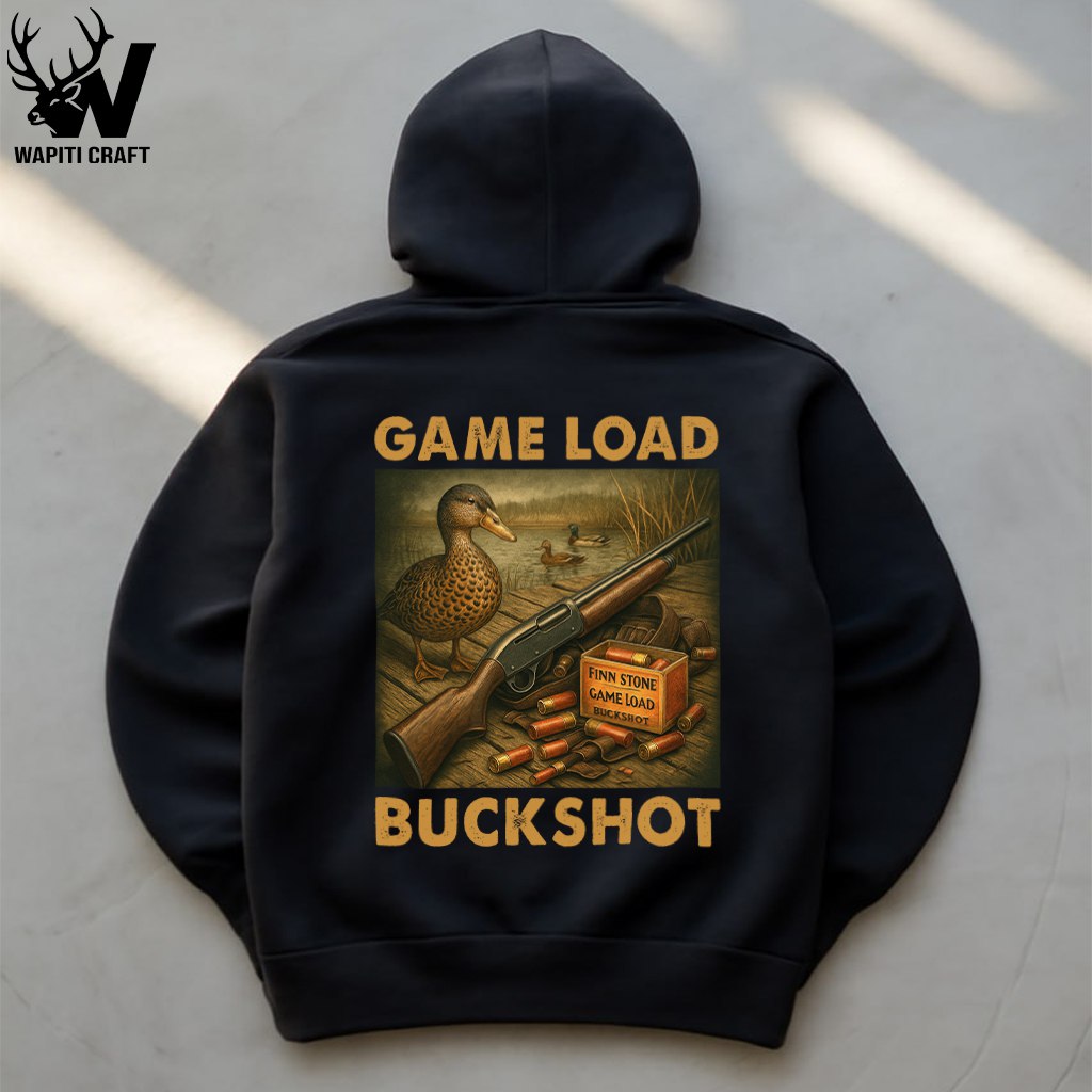 Duck Season Essentials Hoodie Waterfowl Hunting Art with Buckshot and Shotgun - Wapiti Craft
